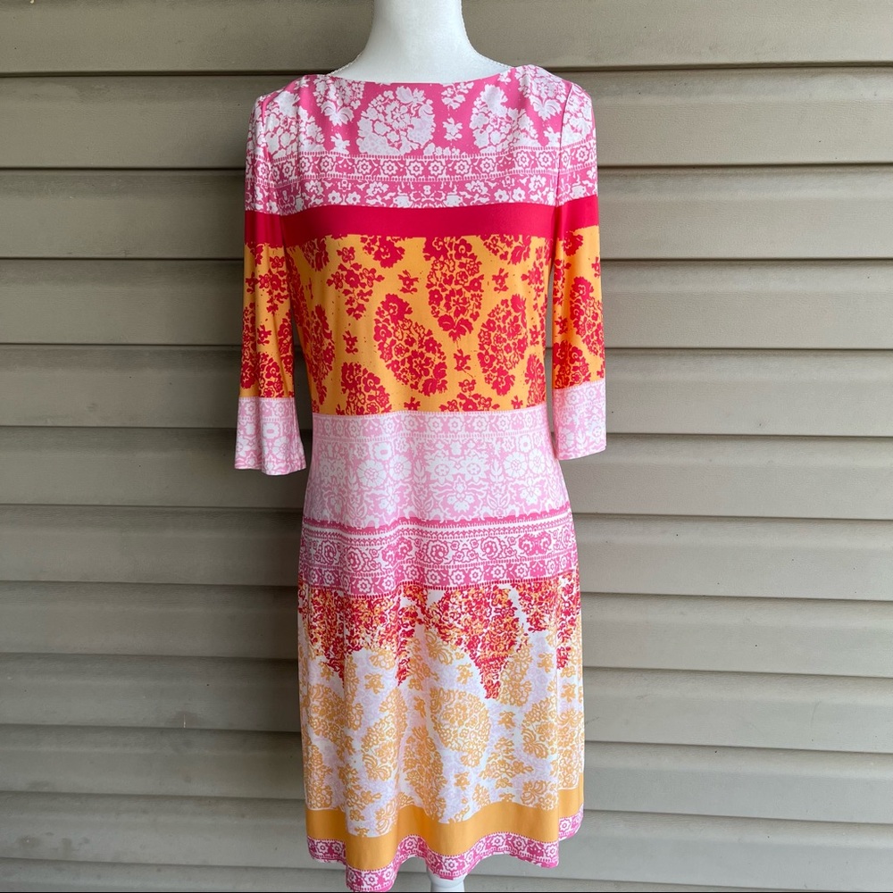 •Donna Morgan• Moroccan Parasol Print Shift Dress - Size 10